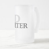 シンプルMONOGRAM GROOMSMENミニマルの名前を追加 フロストグラスビールジョッキ (正面右)