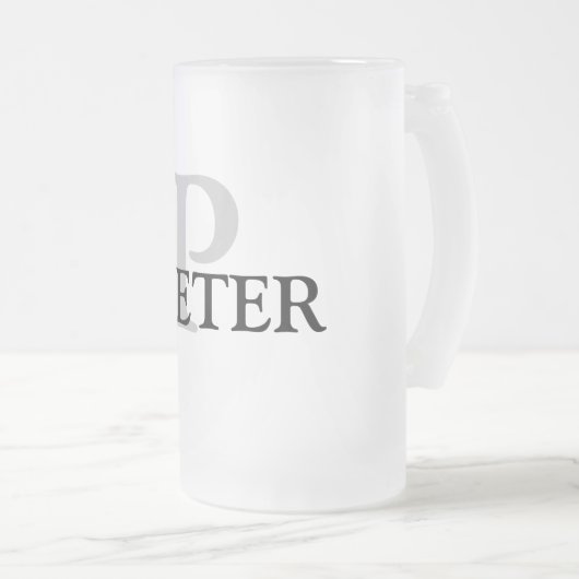 シンプルMONOGRAM GROOMSMENミニマルの名前を追加 フロストグラスビールジョッキ (正面右)