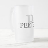 シンプルMONOGRAM GROOMSMENミニマルの名前を追加 フロストグラスビールジョッキ (正面左)