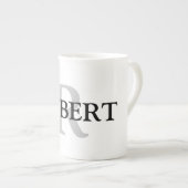 シンプルMONOGRAM GROOMSMENミニマルの名前を追加 ボーンチャイナマグカップ (正面右)