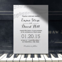 シンプルMusicノートエレガント結婚式招待状