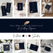 シンプルNavyエレガント Blue Photo Framed結婚 s 招待状