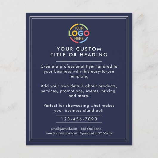 シンプルNavy Blueモダン Business Logoプロモーション チラシ (正面)