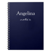 シンプルNavy Blue名パーソナライズされた前の追加 ノートブック (正面)