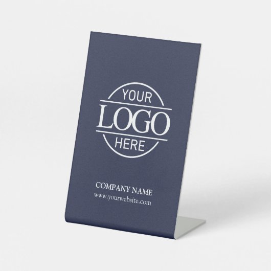シンプルNavy Blue社企業ののビジネスロゴ 台座サイン (正面)