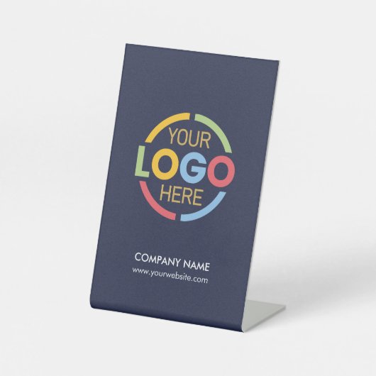 シンプルNavy Blue社企業ののビジネスロゴ 台座サイン (正面)