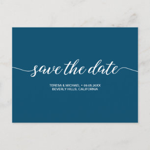シンプルNavy Blue結婚式Save the Date ポストカード