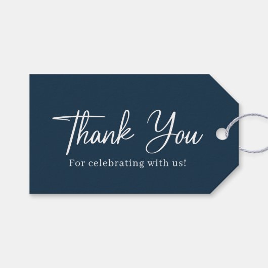 シンプルNavy Blue'sサンキュー結婚 ギフトタグ (正面(横))