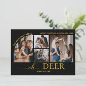 シンプルOh Deer What a Year写真コラージュのクリスマス カード (スタンド正面)