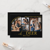 シンプルOh Deer What a Year写真コラージュのクリスマス カード (正面/裏面インサイチュ)