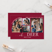 シンプルOh Deer What a Year写真コラージュのクリスマス カード (正面/裏面インサイチュ)