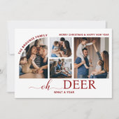 シンプルOh Deer What a Year写真コラージュのクリスマス カード (正面)