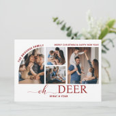 シンプルOh Deer What a Year写真コラージュのクリスマス カード (スタンド正面)