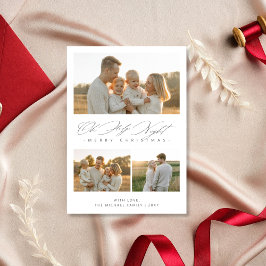 シンプルOh Holy Night Christian 3フォトファミリー シーズンカード