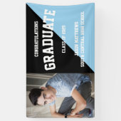 シンプルOne Photo Black Light Blue 2022卒業 横断幕 (縦)