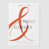 シンプルORANGEモダン Overlay Wedding日付を保存 ベラム紙招待状 (正面)