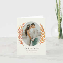 シンプルOrange Branchの結婚写真ありがとう サンキューカード
