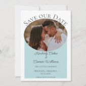 シンプルOval Photo日付の保存 |ティール（緑がかった色） セーブザデート (正面)