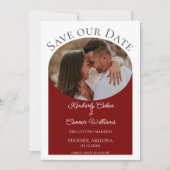 シンプルOval Photo日付の保存 |赤 セーブザデート (正面)