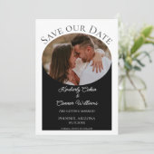 シンプルOval Photo日付の保存 |黒 セーブザデート (スタンド正面)