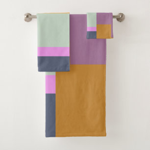 シンプルPatchwork Geometric Shapesデザイン バスタオルセット