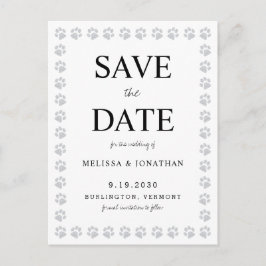 シンプルPawプリント結婚式Save The Date招待状 ポストカード