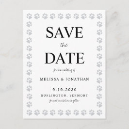 シンプルPawプリント結婚式Save The Date招待状 ポストカード