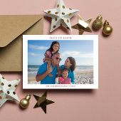シンプルPeace On Earthクリスマスファミリービーチ写真 シーズンカード