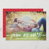 シンプルPeace On Earth絵を描タイポグラフィ写真 シーズンカード (正面/裏面)