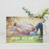 シンプルPeace On Earth絵を描タイポグラフィ写真 シーズンカード (スタンド正面)