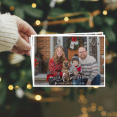 シンプルPeace On Earth Family Dog写真クリスマス シーズンカード