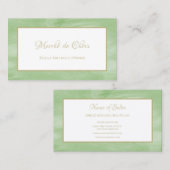 シンプルPeridotグリーンマーブルエレガント金ゴールドスクリプト 名刺 (正面/裏面)