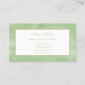 シンプルPeridotグリーンマーブルエレガント金ゴールドスクリプト 名刺 (裏面)