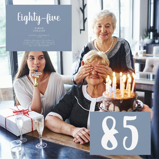 シンプルPeriwinkle 85th Birthday Party Invitation 招待状