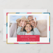 シンプルPHOTO幾何モダンミニマル赤色金ゴールド シーズンカード (正面)