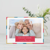 シンプルPHOTO幾何モダンミニマル赤色金ゴールド シーズンカード (スタンド正面)