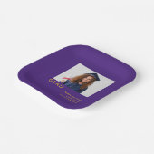 シンプルPhoto 2022卒業パープルイエロー ペーパープレート (傾斜あり)