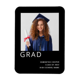 シンプルPhoto 2022 Graduation Black Announcement マグネット