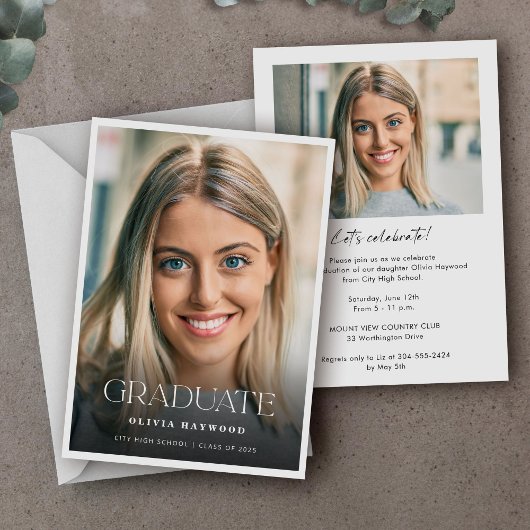 シンプルPhoto 2025 Graduation Party 招待状