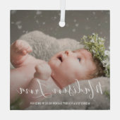 シンプルPhoto Babysエレガント初めてのクリスマス ガラスオーナメント (裏面)