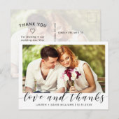 シンプルPhoto Black Script White's 結婚 Thank You ポストカード (正面/裏面)