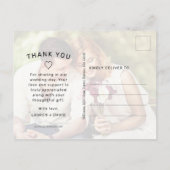 シンプルPhoto Black Script White's 結婚 Thank You ポストカード (裏面)
