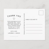 シンプルPhoto Black Script's 結婚 Thank You ポストカード (裏面)