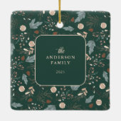 シンプルPhoto Boho Winter Greeneryクリスマス セラミックオーナメント (裏面)
