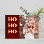 シンプルPhoto Christmas Card | Ho Ho Ho 箔シーズンカード (立ち正面)