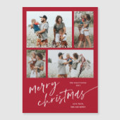 シンプルPhoto Collage Script Merry Christmas Magnet (正面)