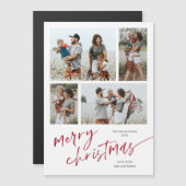 シンプルPhoto Collage Script Merry Christmas Magnet (正面/裏面)