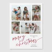 シンプルPhoto Collage Script Merry Christmas Magnet (正面)