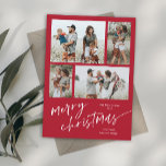 シンプルPhoto Collage Script Merry Christmas Magnet<br><div class="desc">シンプル4写真コラージュのスクリプトメリークリスマスホリデー磁気カード。クリック写真と文字と一緒にカスタマイズ編集ボタン。</div>