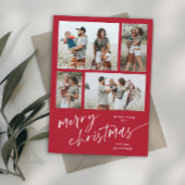 シンプルPhoto Collage Script Merry Christmas Magnet